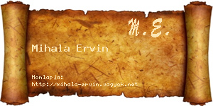 Mihala Ervin névjegykártya