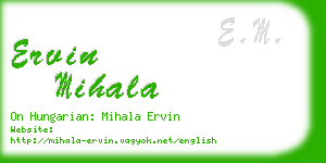 ervin mihala business card